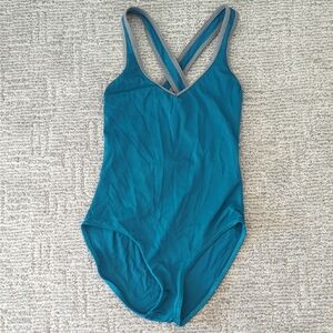 Yumiko Leotard- Dark Teal with Dark Grey Trim